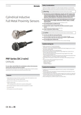 AUTONICS PRF CATALOG PRF SERIES (DC 2-WIRE): CYLINDRICAL INDUCTIVE FULL-METAL PROXIMITY SENSORS